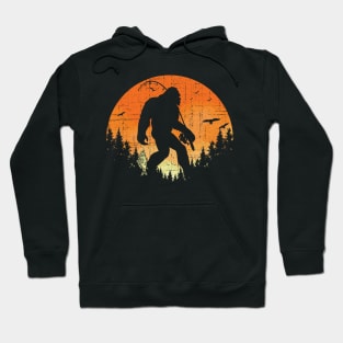 Fishing Bigfoot Sunset - Retro Bigfoot Hoodie